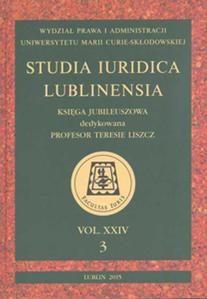Okładka: Studia Iuridica Lublinensia, t. 24, 3. Księga Jubileuszowa dedykowana Profesor Teresie Liszcz