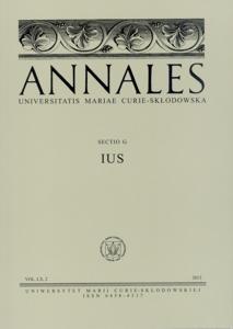 Okładka: Annales UMCS, sec. G (Ius),  vol. LXI, 1 