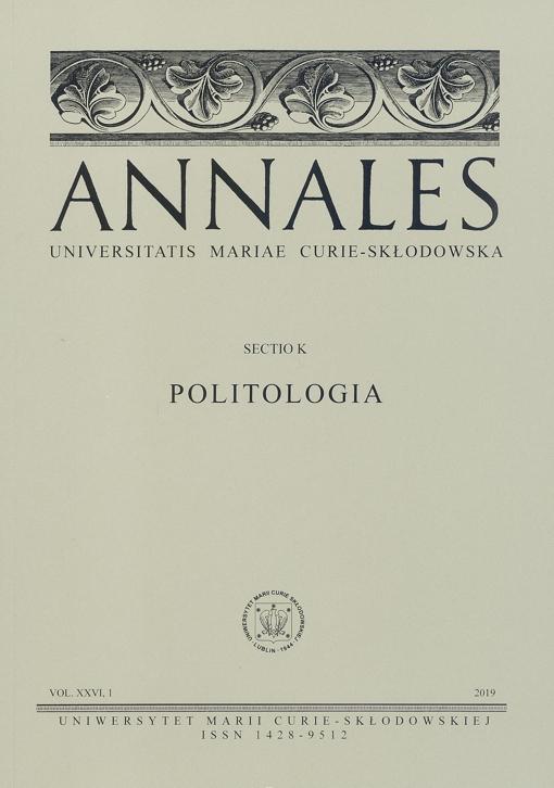 Okładka: Annales UMCS, sec. K (Politologia), vol. XXVI, 1