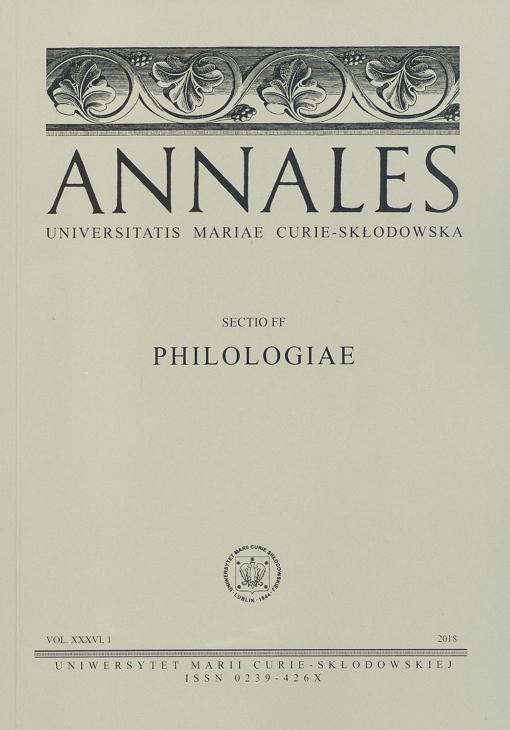Okładka: Annales UMCS, sec. FF (Philologiae), vol. XXXVI, 1