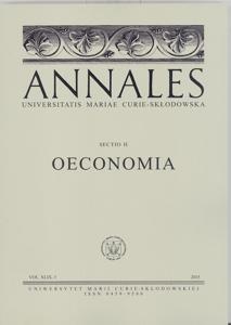Okładka: Annales UMCS, sec. H (Oeconomia), vol. XLIX, 3 