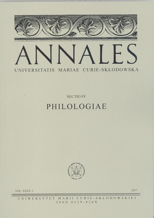 Okładka: Annales UMCS, sec. FF (Philologiae), vol. XXXV, 1
