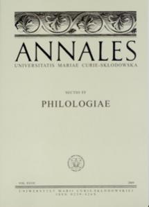 Okładka: Annales UMCS, sec. FF (Philologiae), vol. XXVII