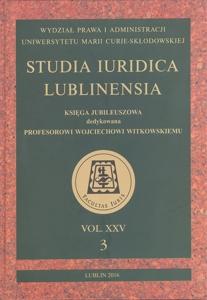 Okładka: Studia Iuridica Lublinensia, t. 25, 3. Księga Jubileuszowa dedykowana Profesorowi Wojciechowi Witkowskiemu