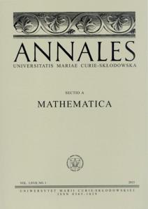Okładka: Annales UMCS, sec. A (Mathematica), vol. LXVII, NO. 1