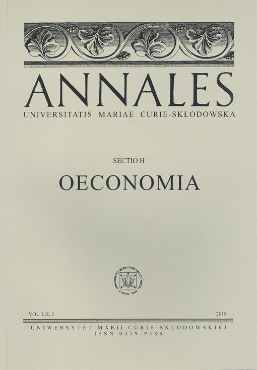 Okładka: Annales UMCS, sec. H (Oeconomia), vol. LII, 3