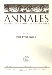 Okładka: Annales UMCS, sec. K (Politologia), vol. XVI, 1
