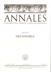 Okładka: Annales UMCS, sec. H (Oeconomia), vol. XLII