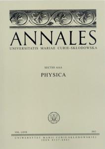 Okładka: Annales UMCS, sec. AAA (Physica), vol. LXVII
