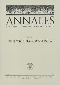 Okładka: Annales UMCS, sec. I (Philosophia-Sociologia), vol. XLI, 1